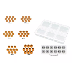 MR33 Aluminum 3mm Shim Set 0.5,0.75,1,2,3,5mm Each 10 (60) - Orange