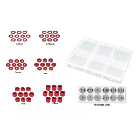 MR33 Aluminum 3mm Shim Set 0.5,0.75,1,2,3,5mm Each 10 (60) - Red